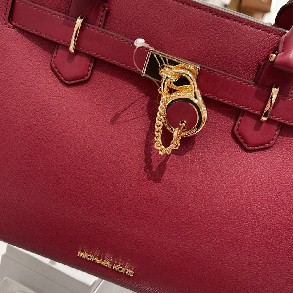 MICHAEL KORS HAMILTON MEDIUM SATCHEL DARK CHERRY COLOR